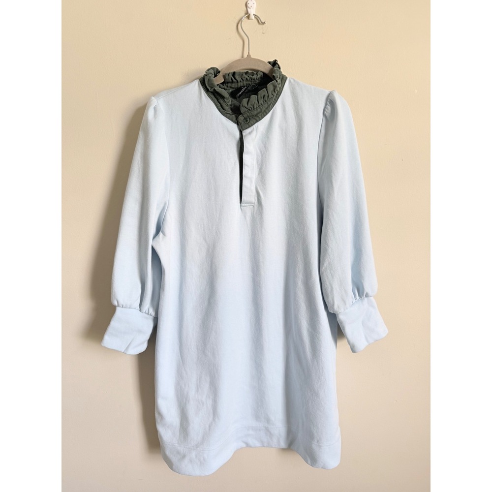 Tuckernuck Pomander Place Charlotte Terry Dress Light Blue Green Collar XL